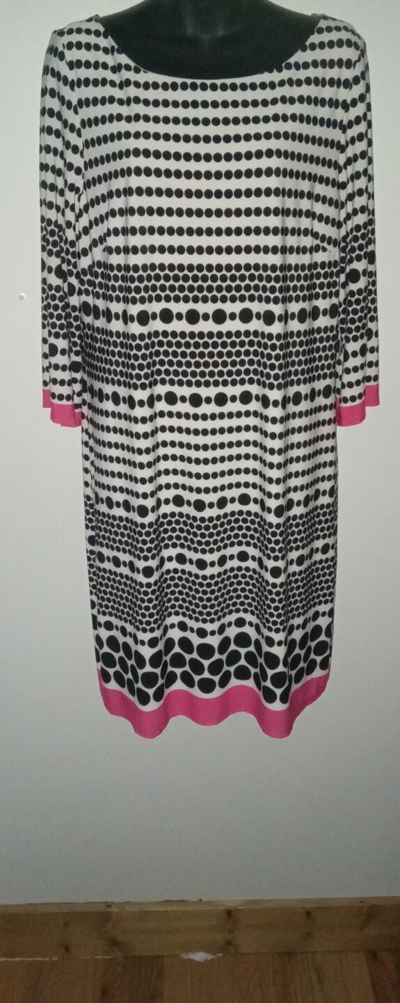NWT Laura Jeffries Multicolored Scoop Neck 3/4 Sleeve Sheath At Knee Dress Sz 16
