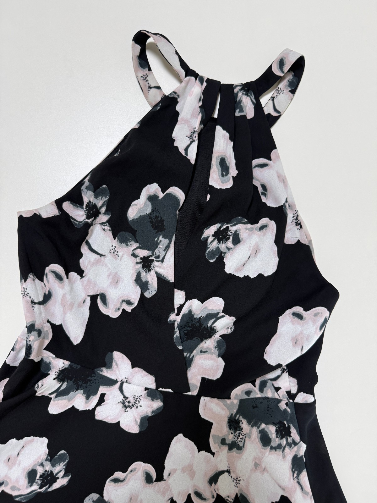 Women Floral Chiffon Halter Dress Keyhole Back Mini Party Sundress Brand exprees