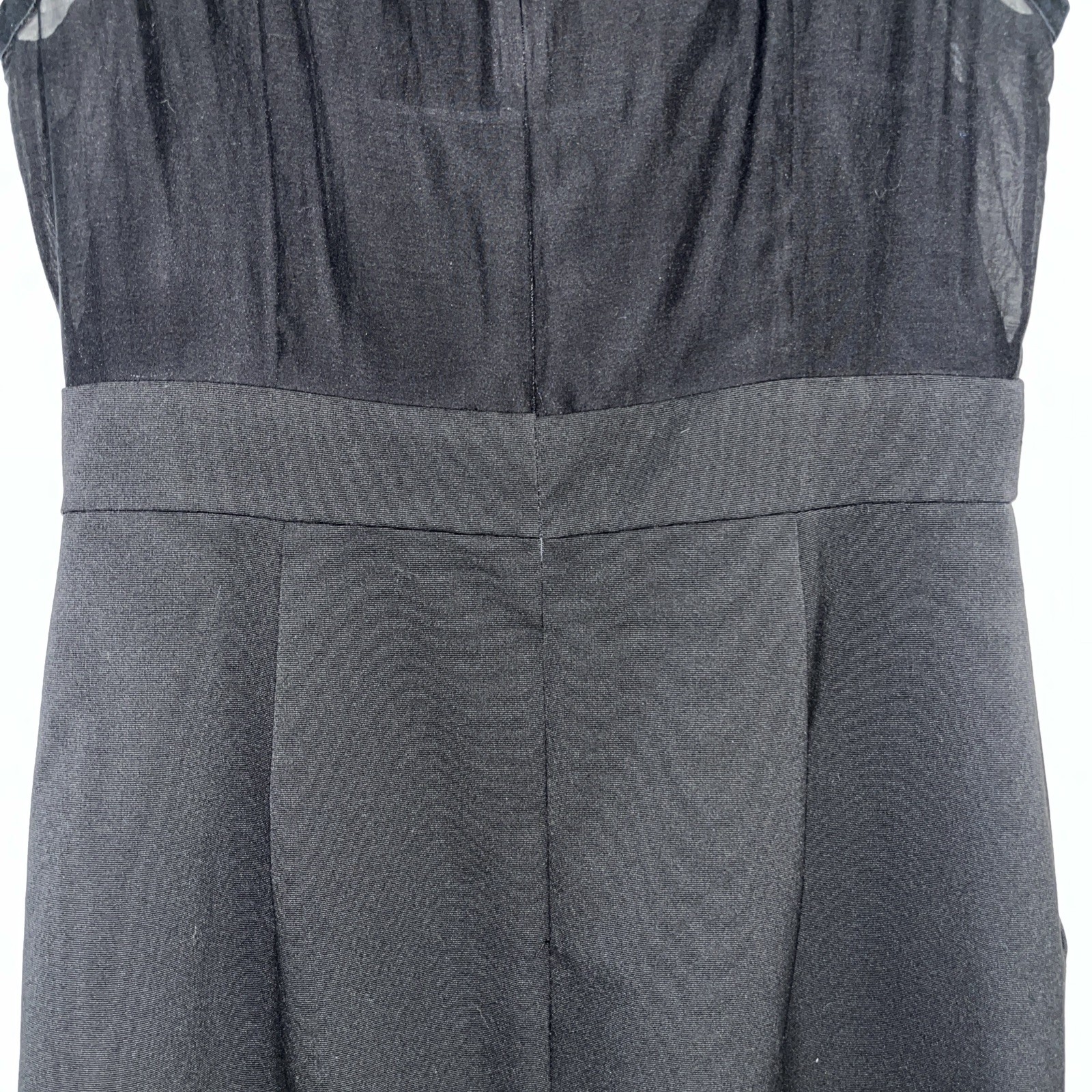 BCBG Maxazria Women’s Sleeveless Black Dress Size 8 Pockets Sheer Lined Top Zip