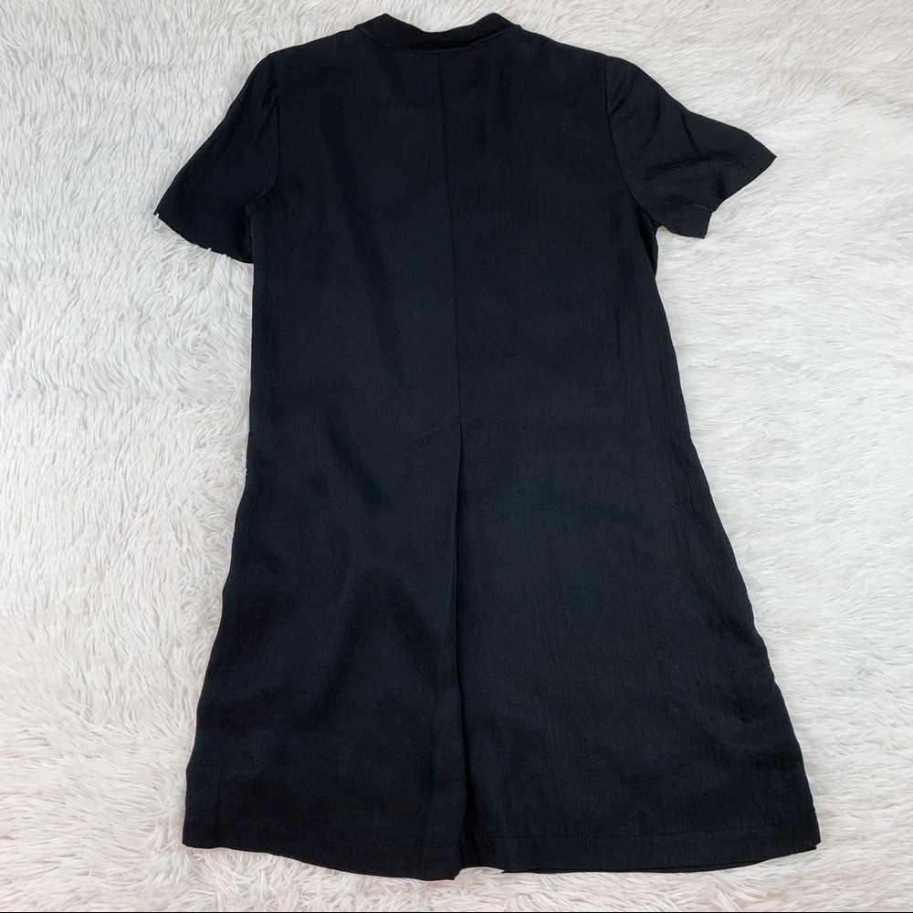 Rag & bone short sleeve crew neck pleated t-shirt dress in black side button