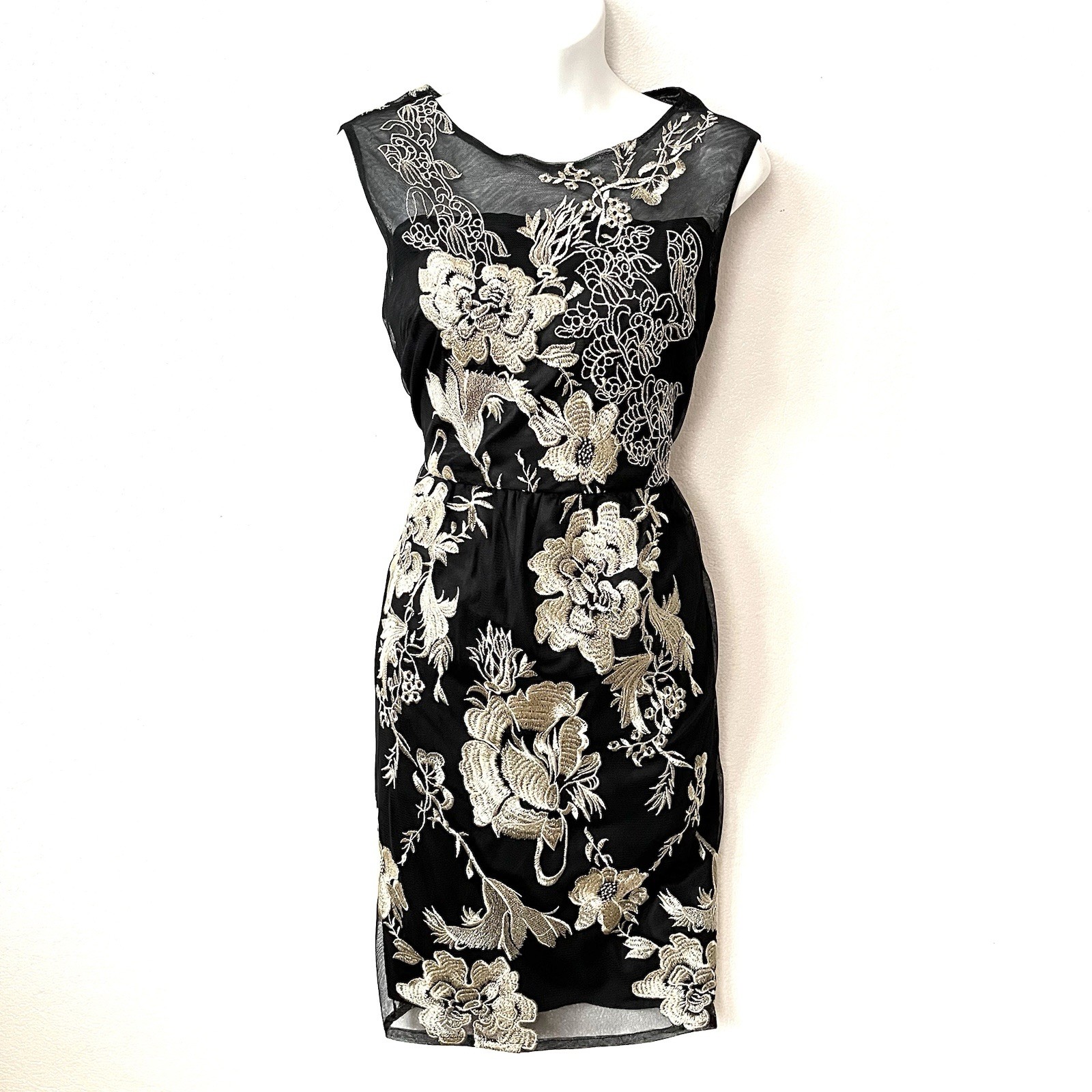 Yuzhongxiehou Women’s 6 Embroidered Mesh Dress Evening Cocktail Sheath LBD Black
