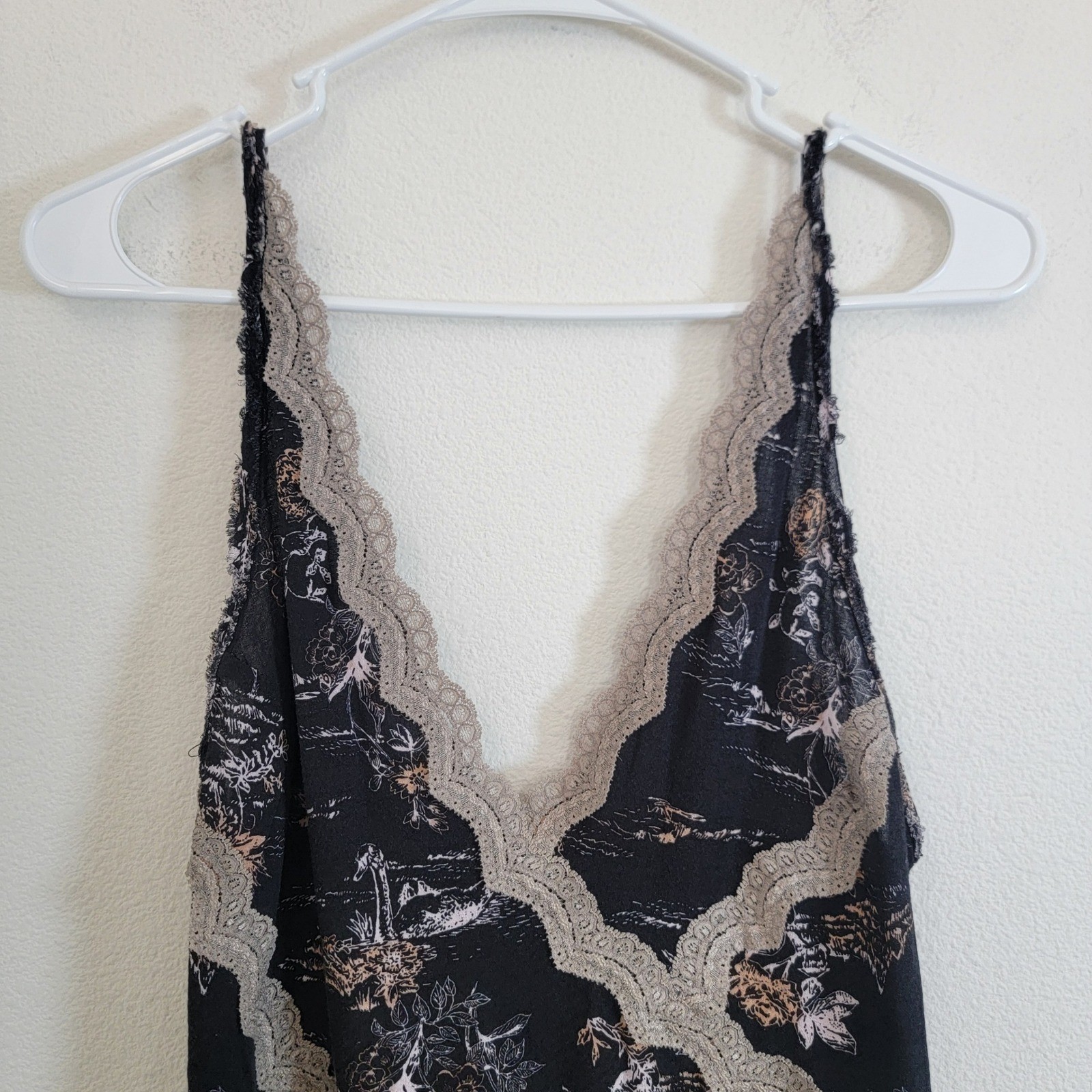 Intimately Free People Floral Lace Trim Slip Dress Small Trapeze Boho Festival