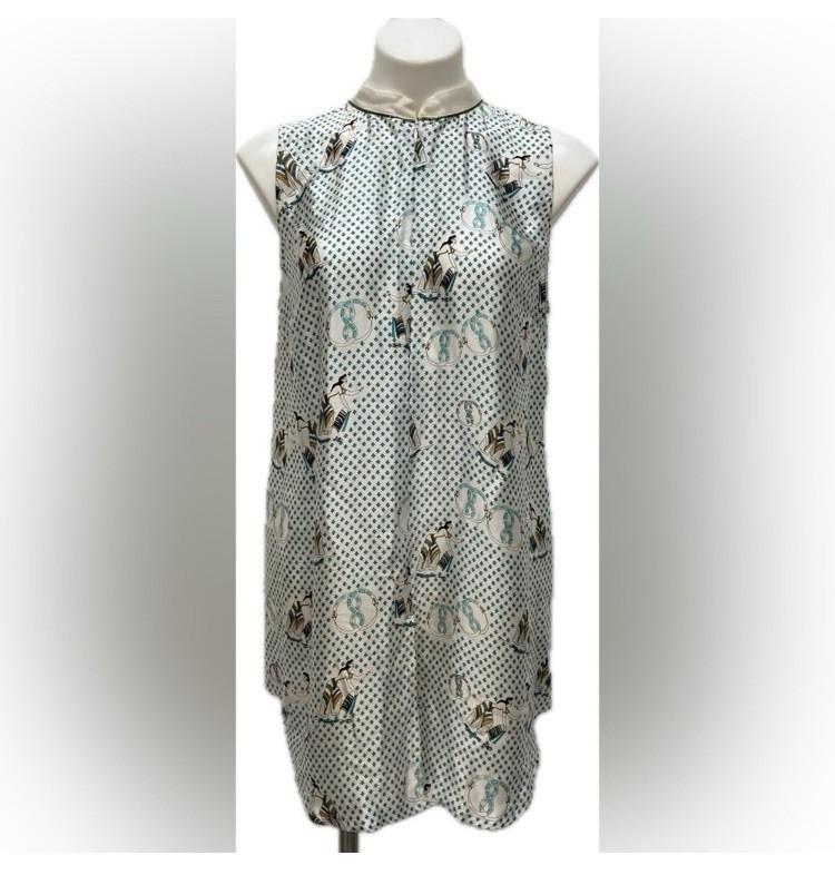 LOLITA JACA ST BARTH SILK SNAKE CHARMER PRINT SLEEVELESS ZIP COLLAR LUXE DRESS