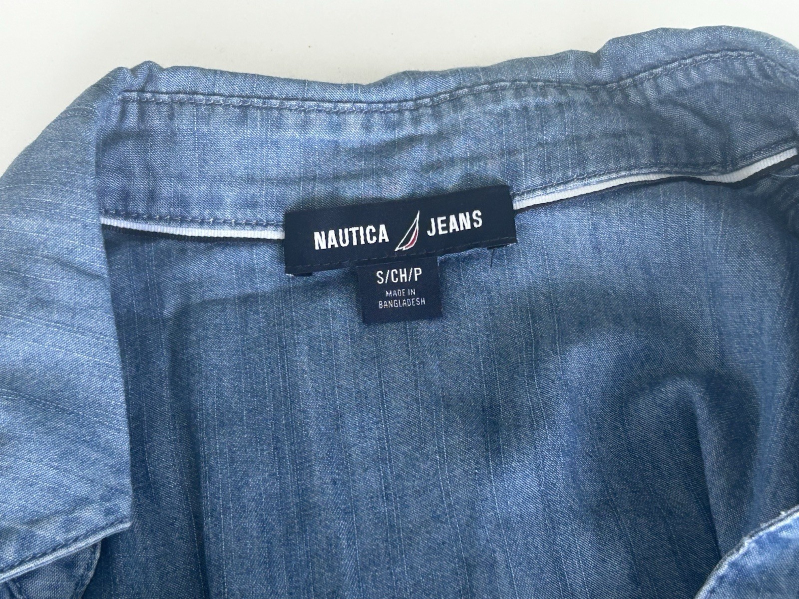 NWT Nautica Jeans Chambray Button Front Shirt Dress Womens Small Blue Cap Sleeve