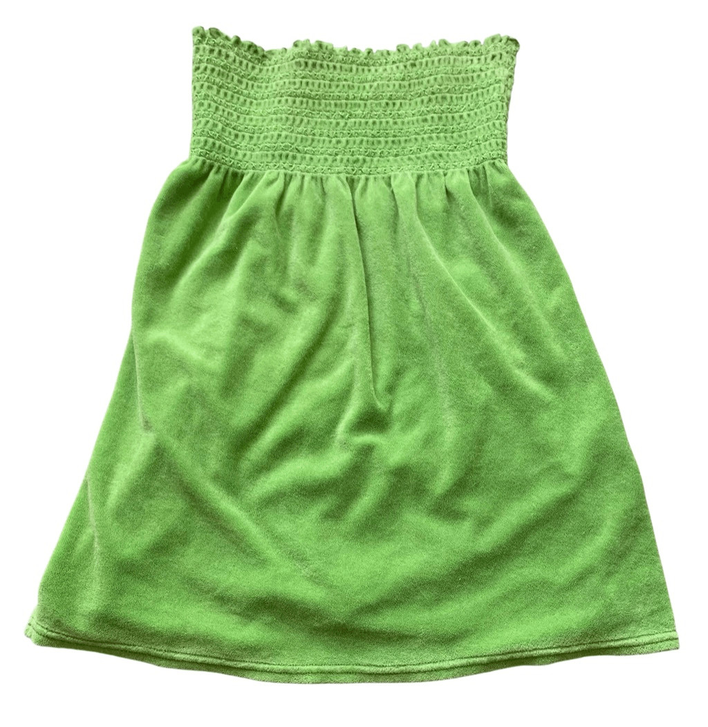 Juicy Couture TERRY Strapless Green MINI TUBE DRESS COVER UP sz S