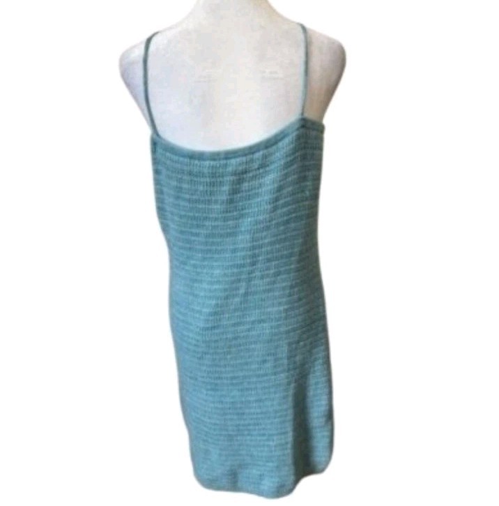 NWT! Olive & Oak Crochet Marled Turquoise Tie Front Knit Mini Dress