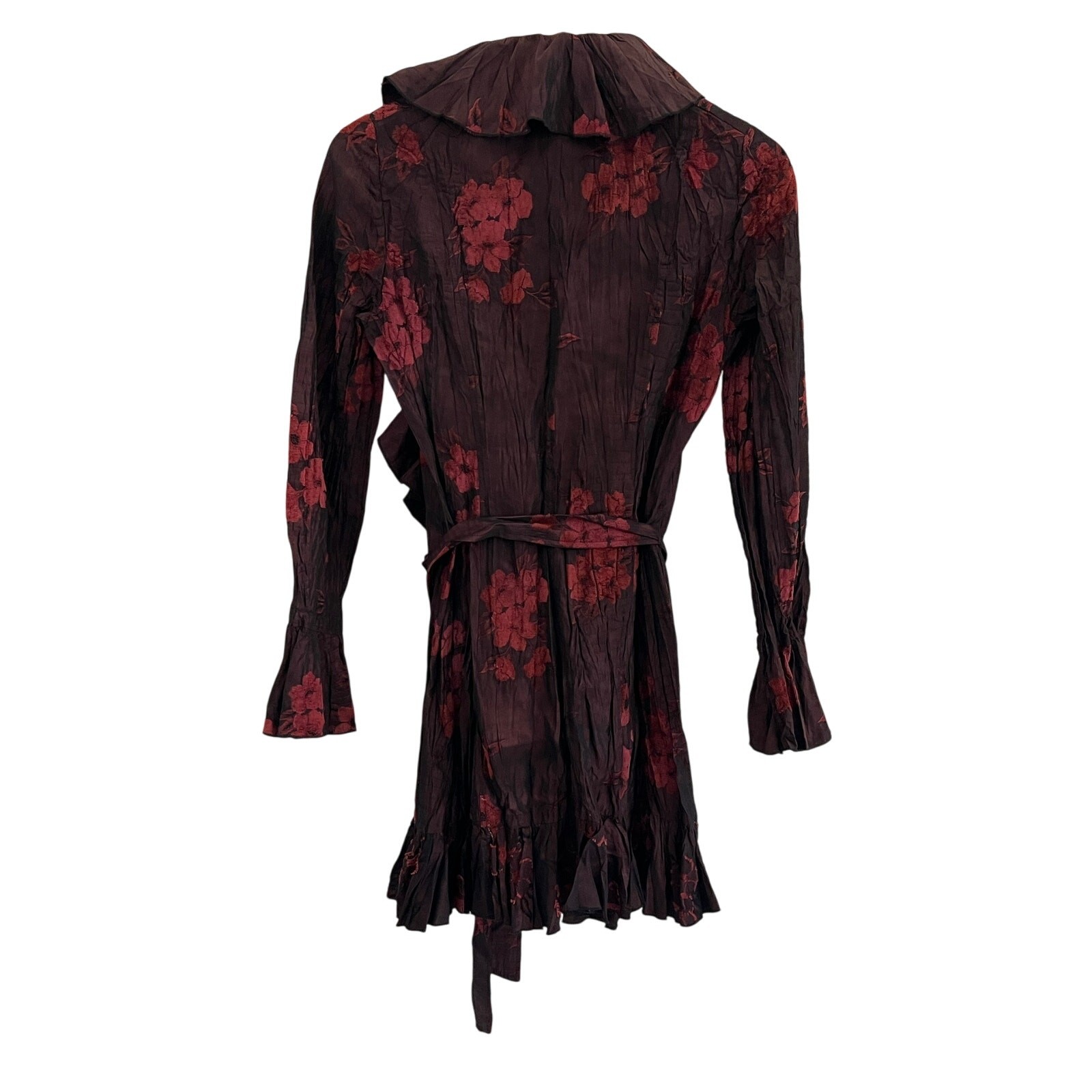 Alberto Makali Crushed Velvet Burnout Floral Mini Dress Small Whimsygoth Artsy