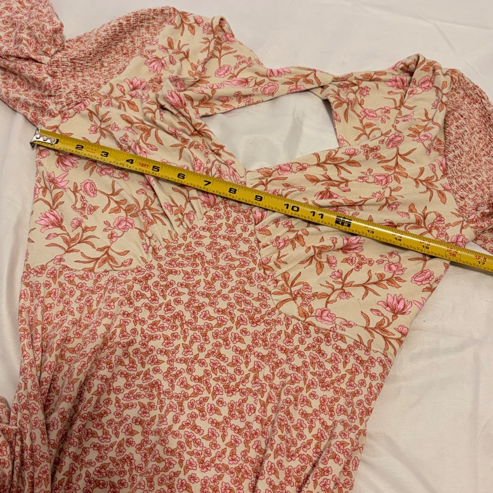 FREE PEOPLE Floral Mixed Print Maxi Dress with billowed sleeves and open back