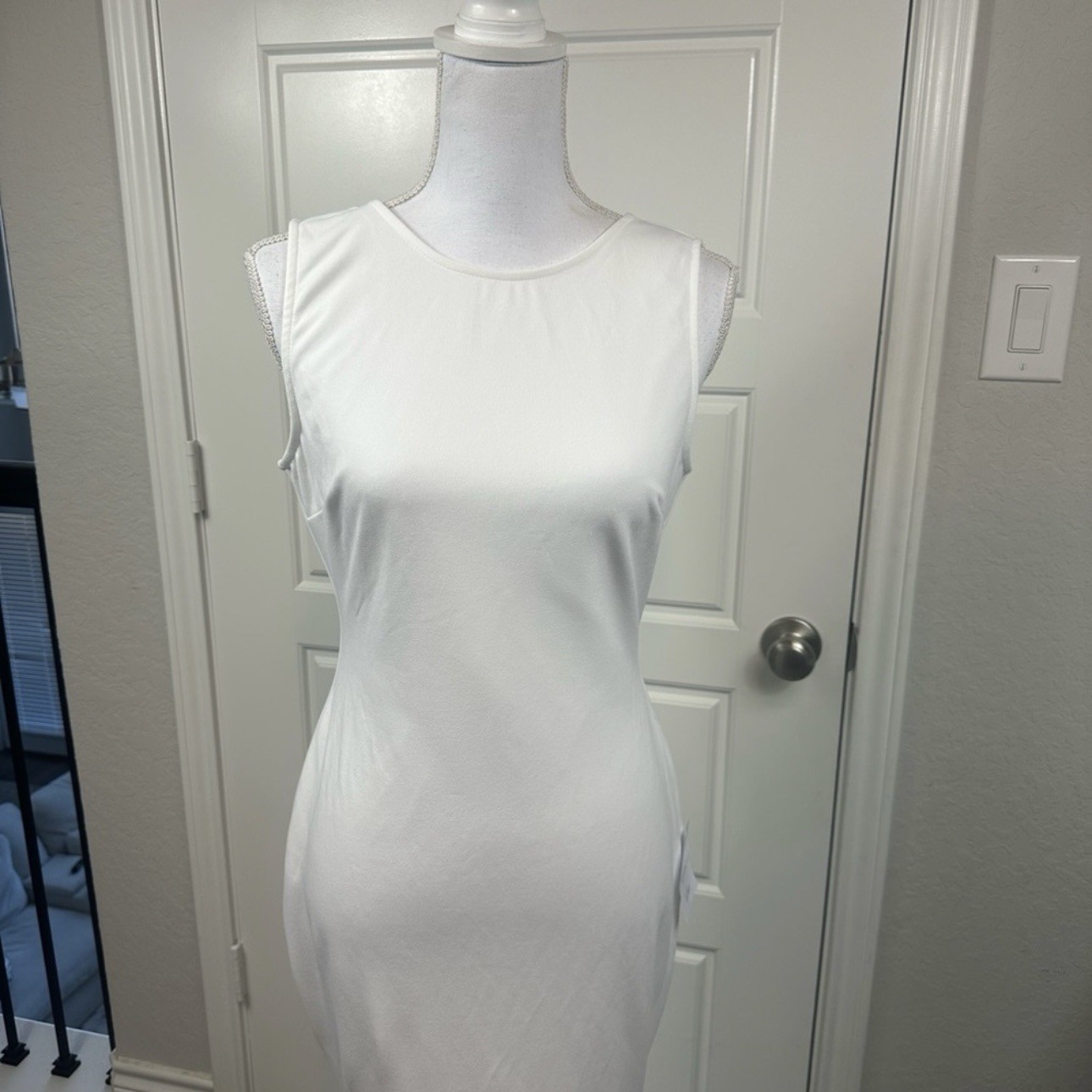 Lulus Va Va Voom White Backless Sleeveless Mermaid Maxi Dress Size Large NWT