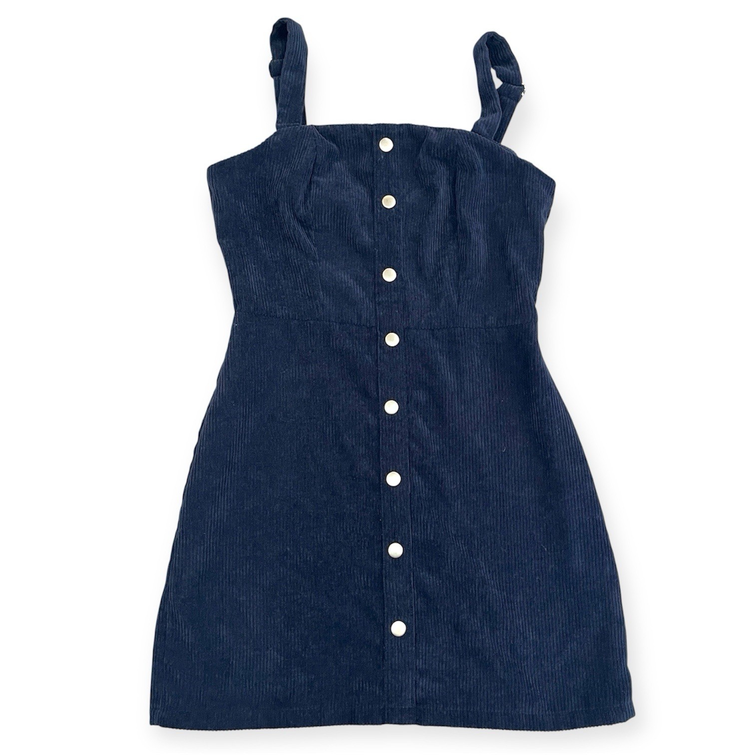 Lulus Womens XS Button Front Corduroy Mini Dress Sweet Contentment Blue Short