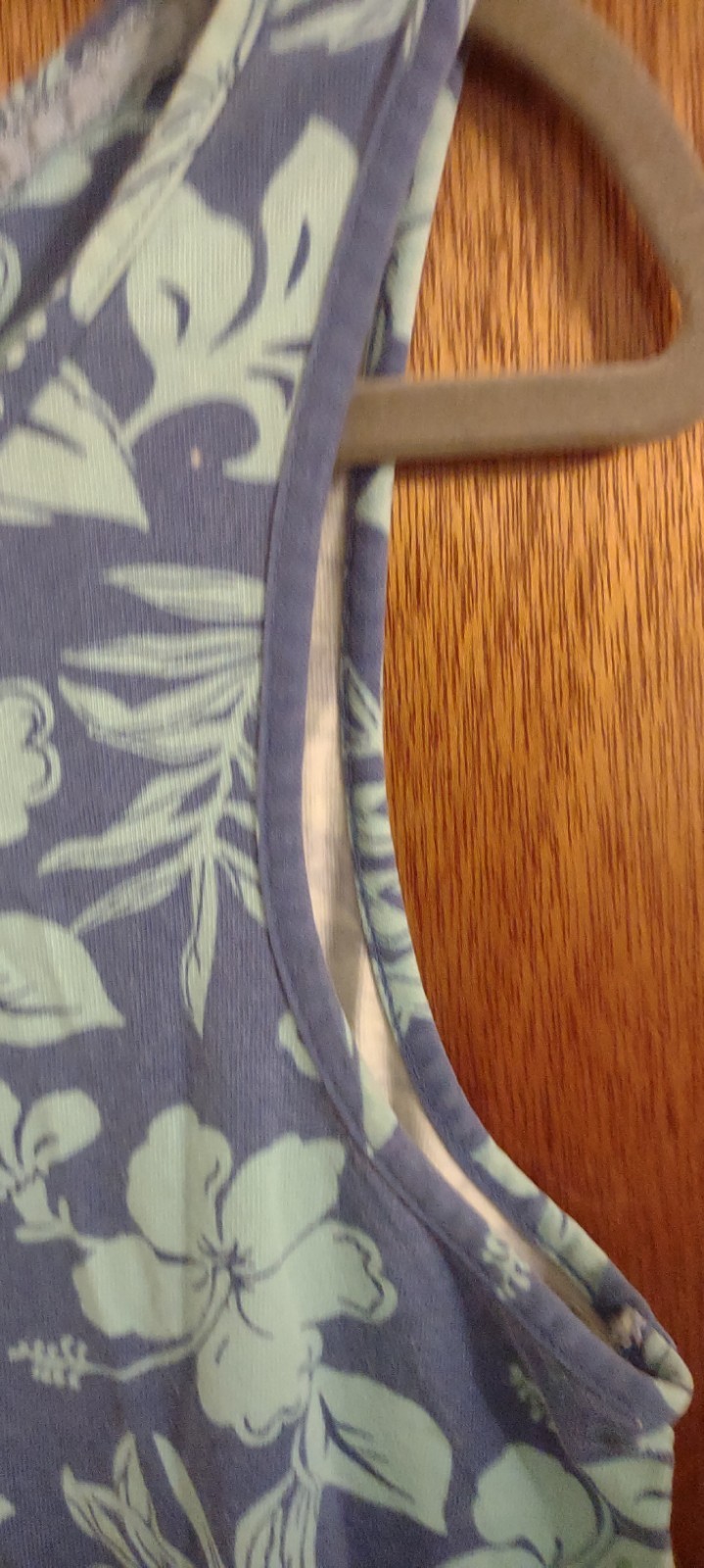 CARIBBEAN JOE Blue Tone On Tone Tropical Flower Print Sleeveless Neck Dress Sz M