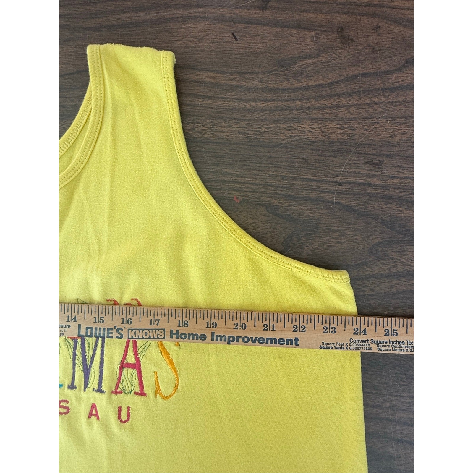 Vtg 90s Embroidered Yellow Oversized Tank Top Shirt Dress Beach Coverup Turtle L