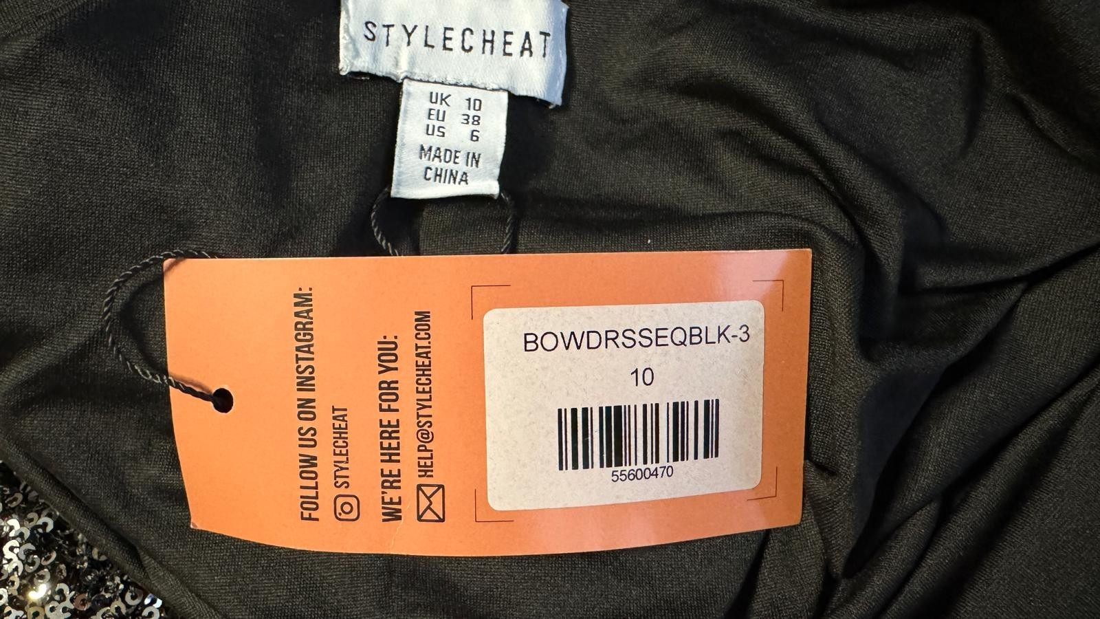 Style Cheat Evelyn Sequin Bow Back Mini Dress Black Size 10 NWT