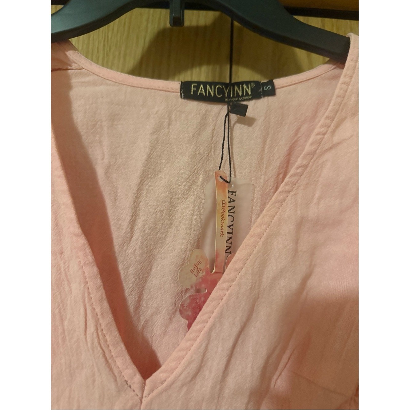 Fancyinn Light Pink Coral V-Neck Summer Dress