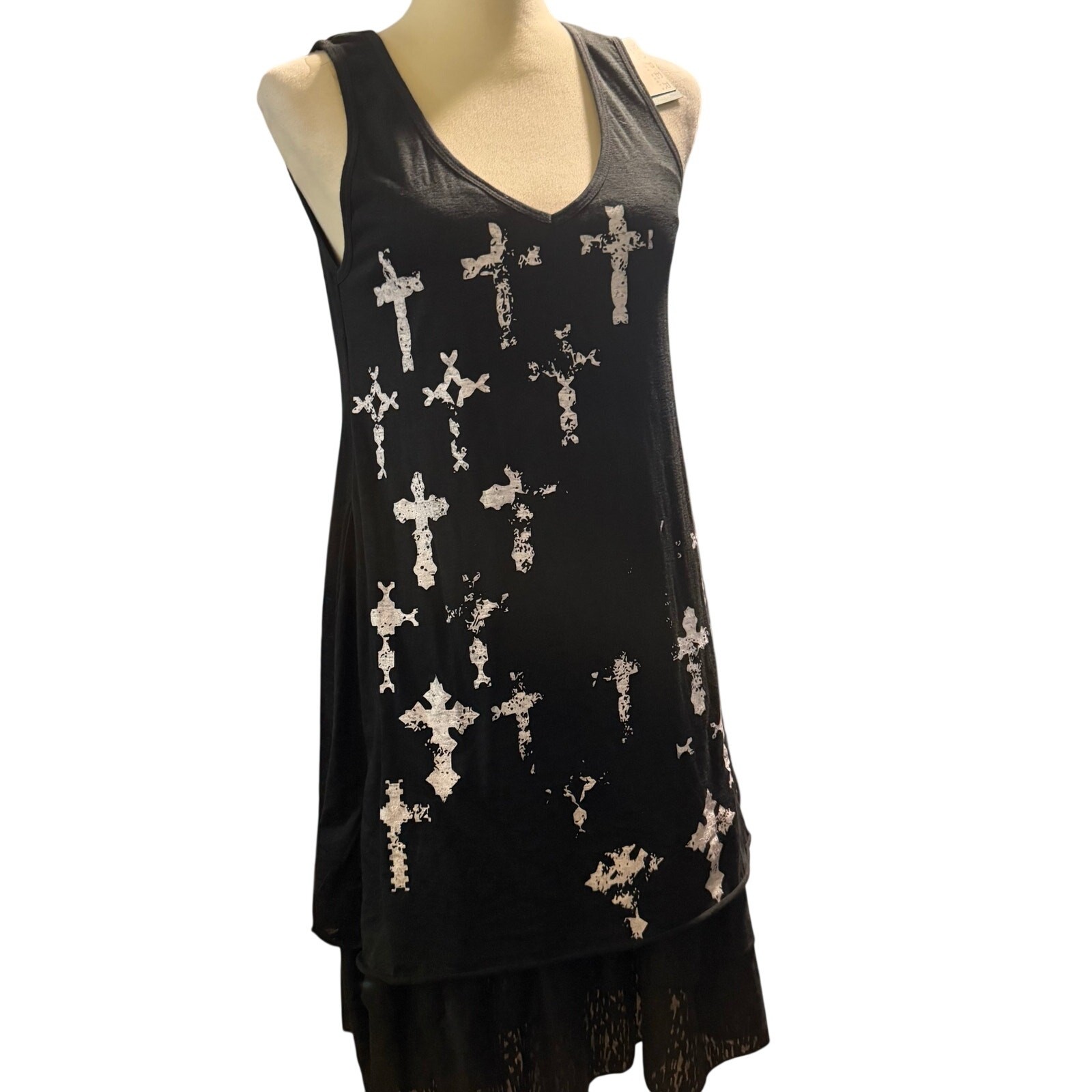 Roper Western Wear the West Cross Print Layered Dress, Christian, Medium, NWT