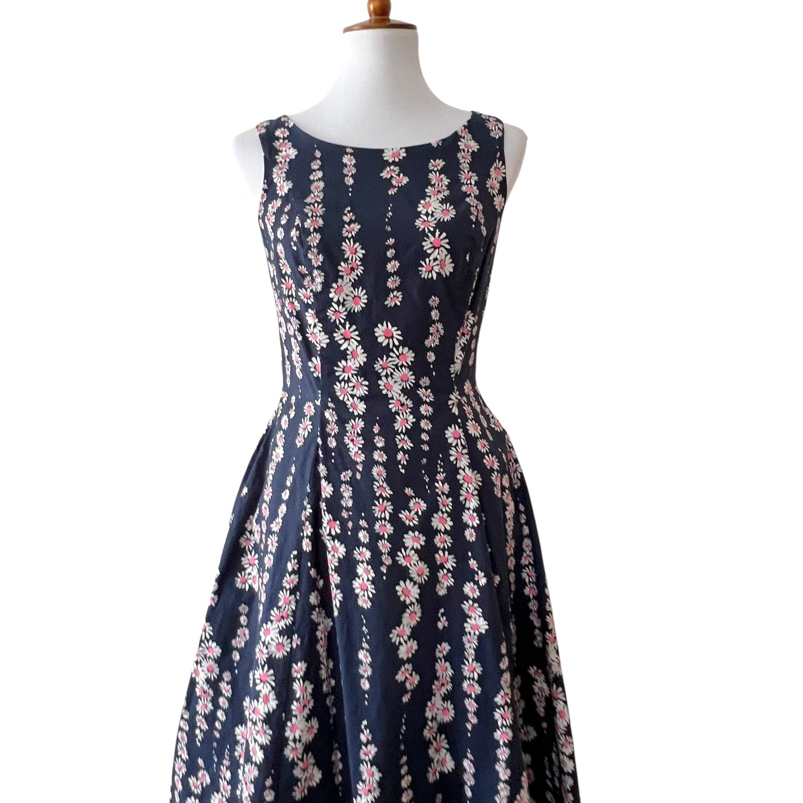 Boden Small Dress Cotton 4 Retro Classic Wedding guest 50s Pinup Cottage Daisies