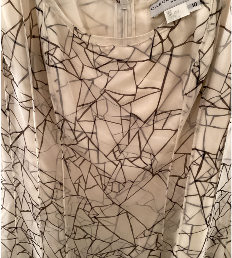 CAROLINA HERRERA WHITE WITH BLACK SILK SUMMER DRESS AND JACKET.10