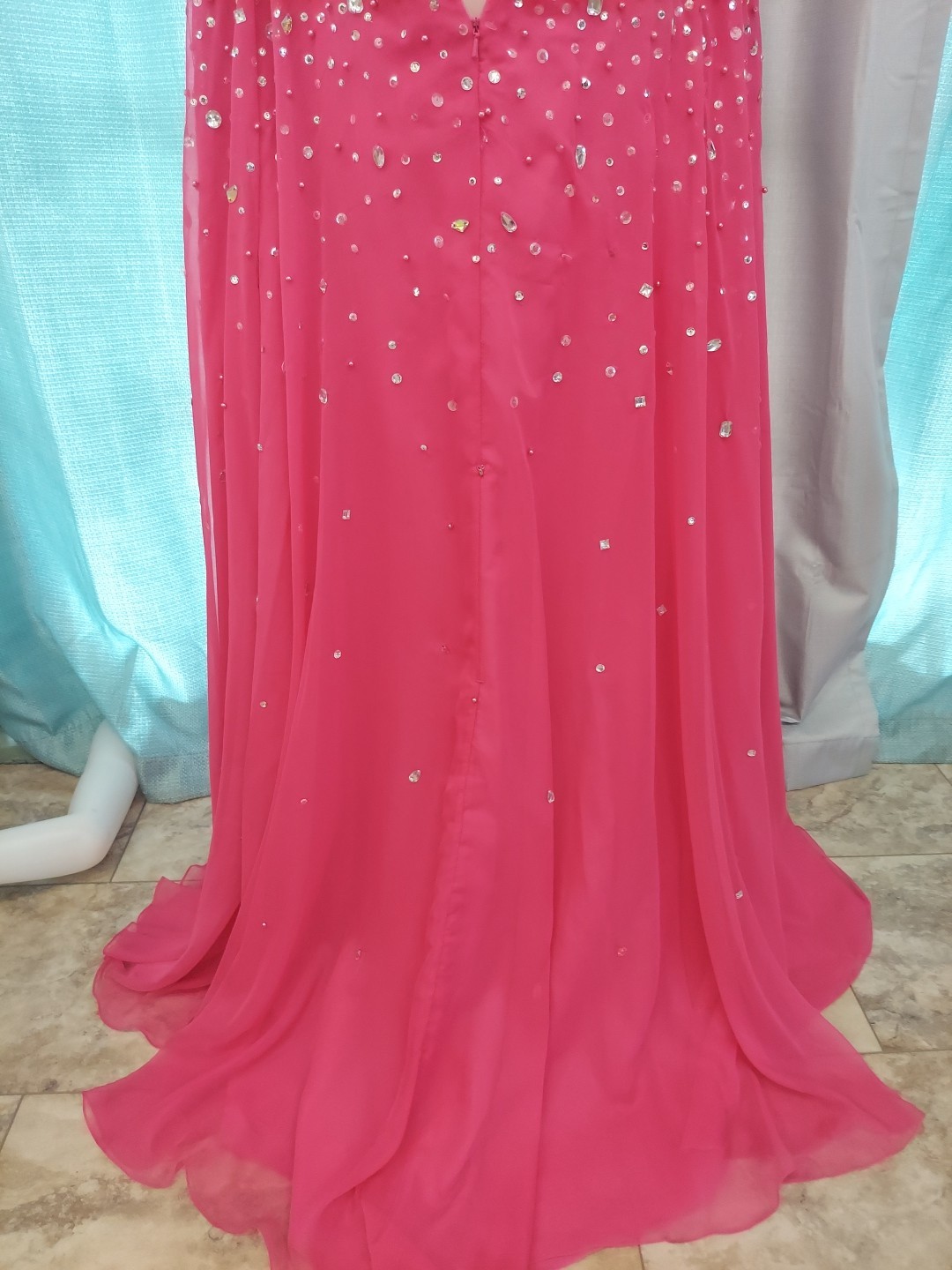 **Morilee Sz20 Fushia Pink Dropgem Design Strap Option Prom Dress**gem Sequin**