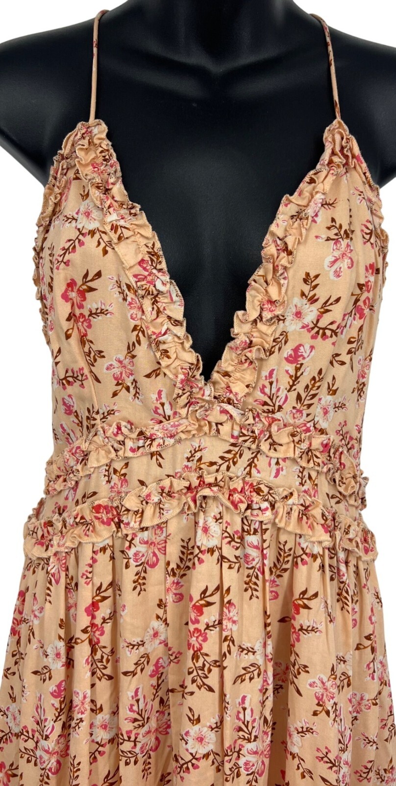 Saints & Secrets Womens Dress Size Medium Orange Floral Midi Shift Ruffle New