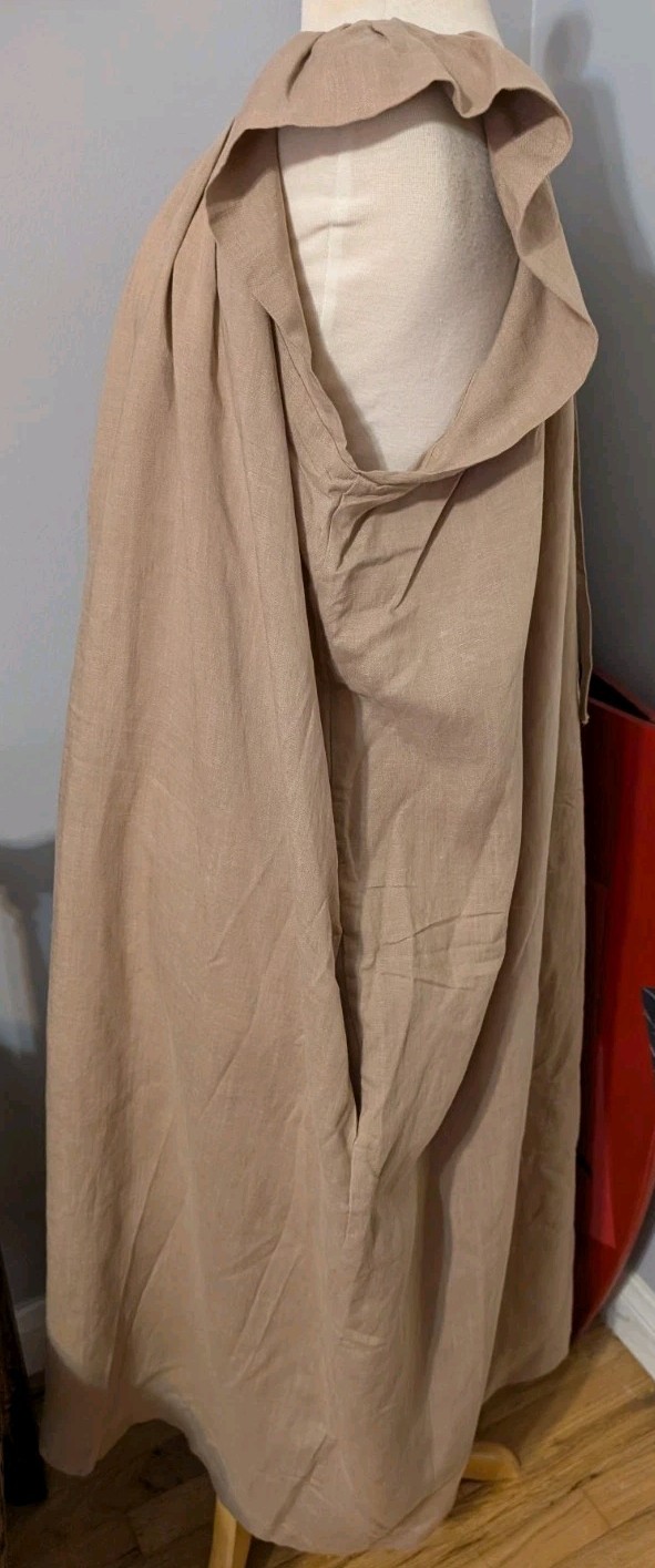 Amente Tan Lt Brown Relaxed Flutter Sleeve Dress S/M NWT