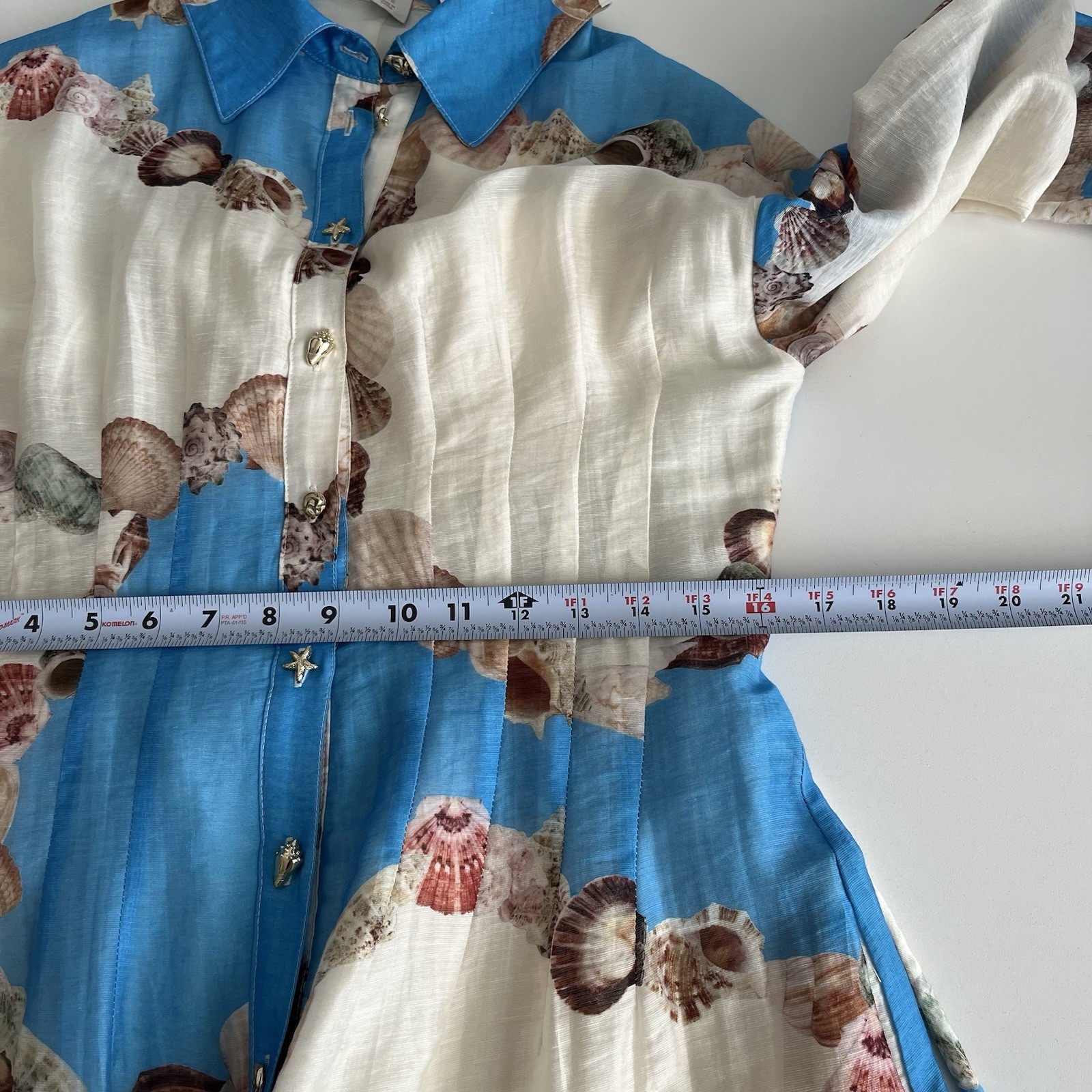 Caroline Constas Seashell Maxi Dress M Coastal Resort Shirtdress Euro Summer NWT