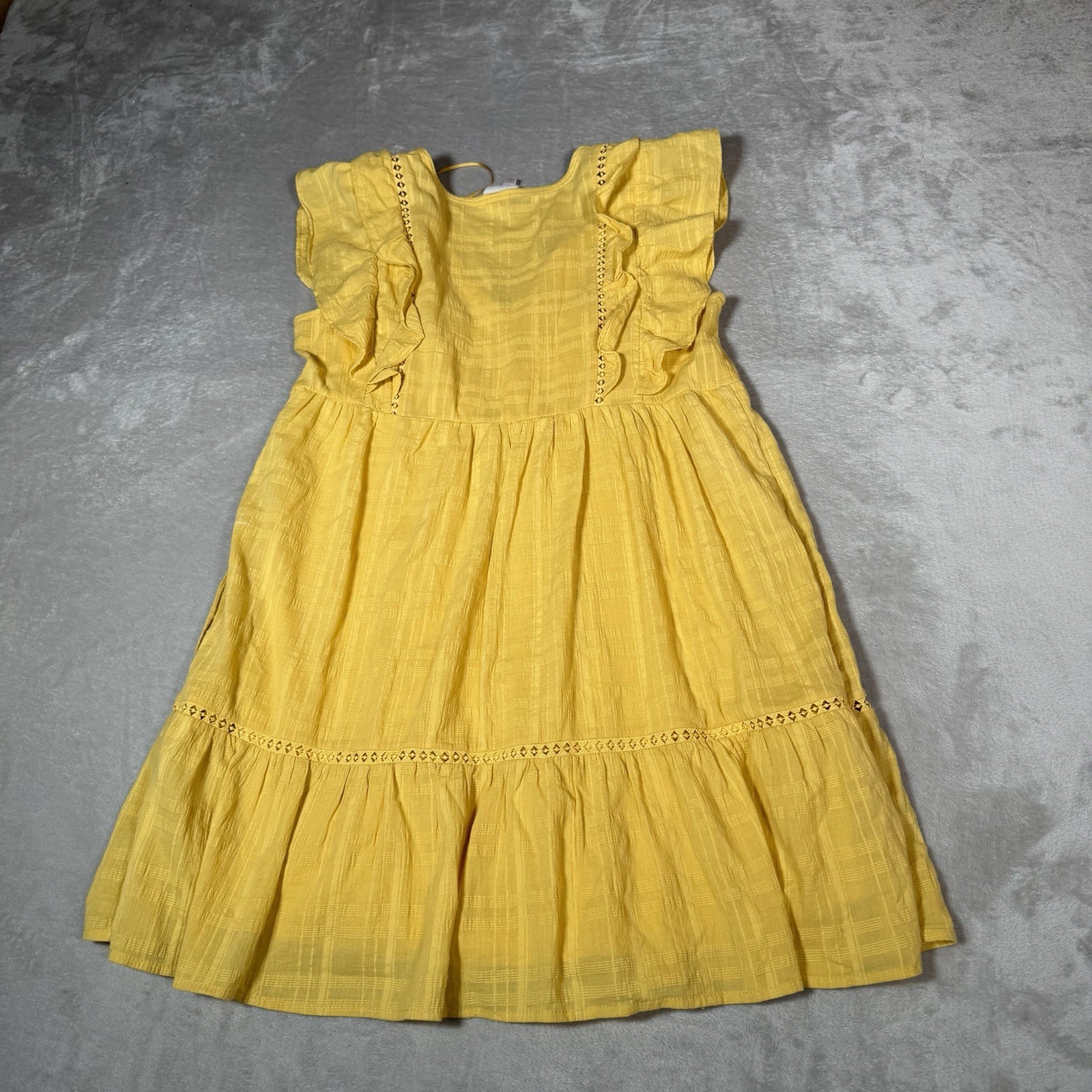 Knox Rose Drees Womens Medium Yellow Saharan V-Neck Flutter Sleeve Mini Boho