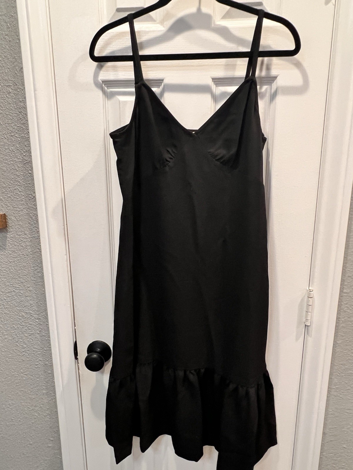 Michael Kors Black Ruffle Hem Poplin Midi Slip Dress Women’s Size M