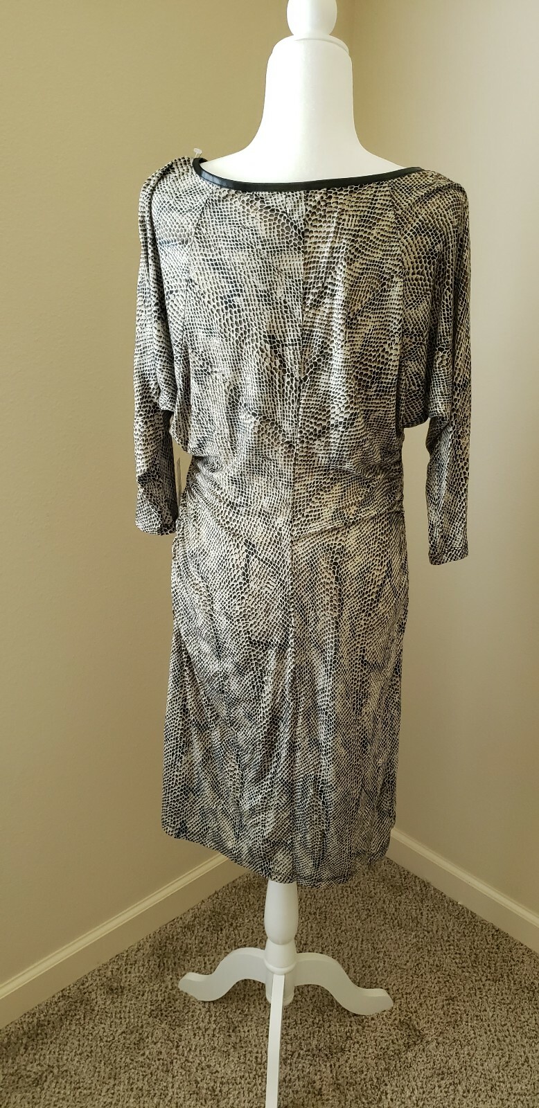 Allen B by Allen Schwartz Womens Brown Snake Print Ruched Sides Bodycon Dress L