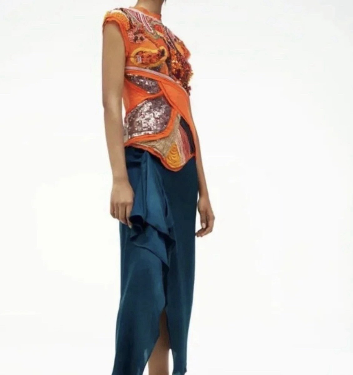 ZARA ATELIER BEADED DRESS LIMITED EDITION ORANGE NWT Size Small