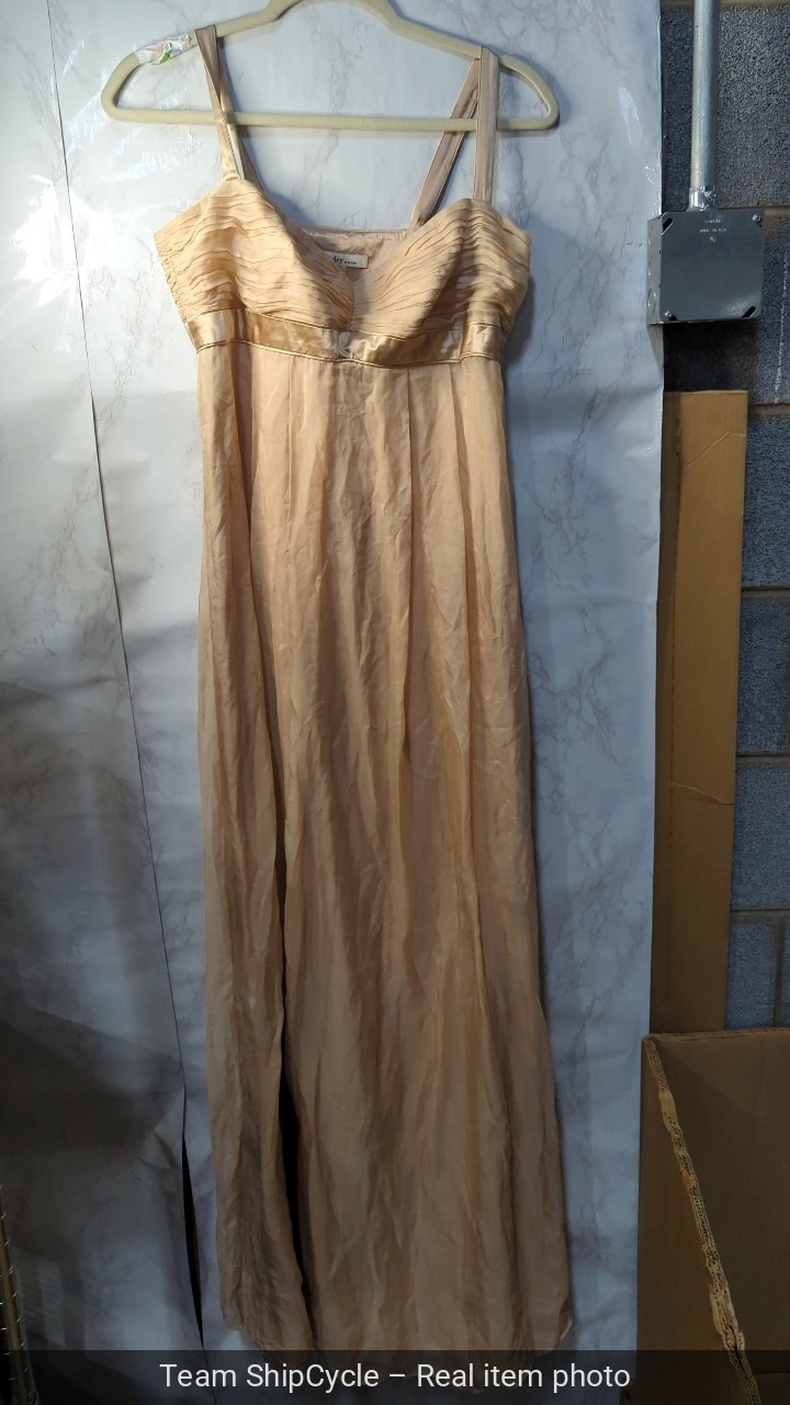 without tags Laundry by Design 100 Silk Nude Rusched Empire Lined Formal G2U