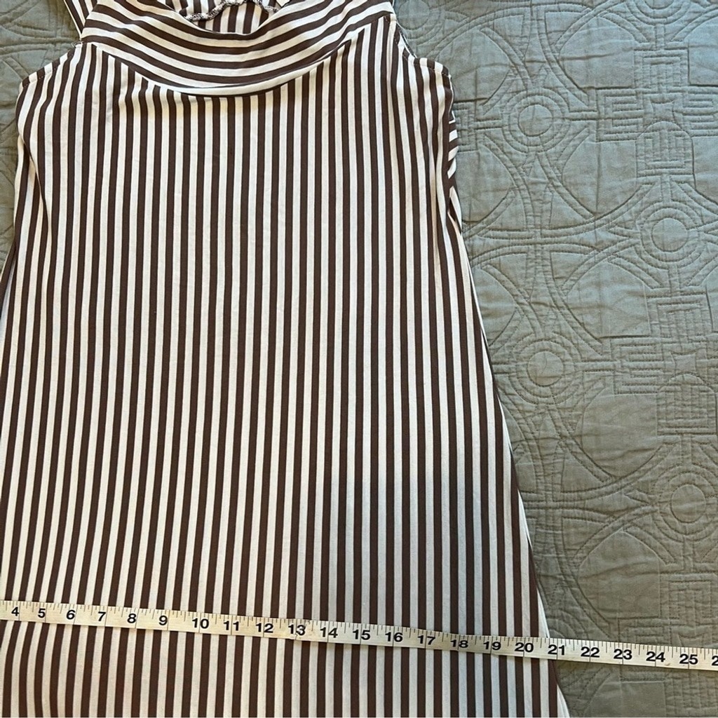 OSO Casuals Viscous Soft Stretchy Maxi Dress in Brown & White Striped Large