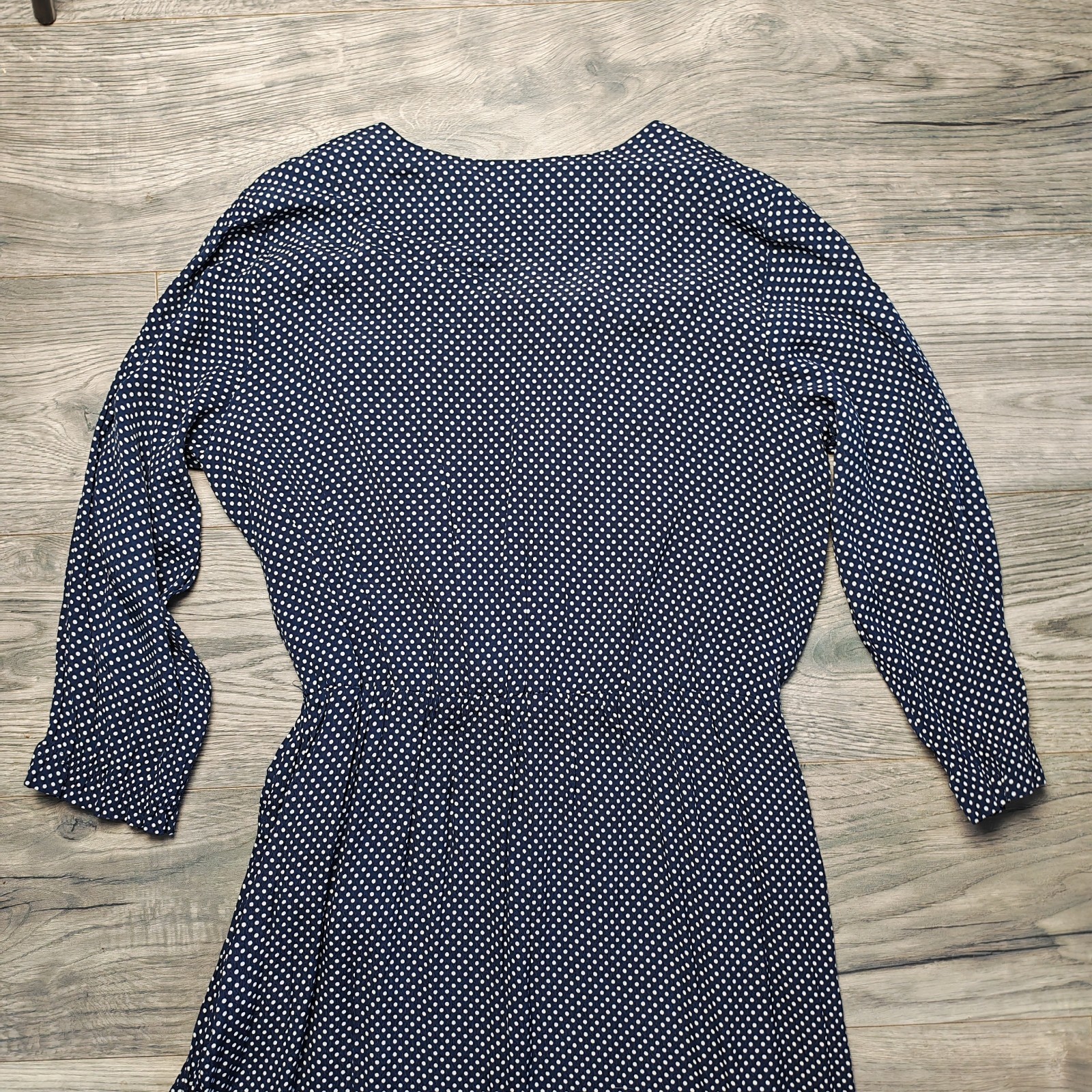 Joules ‘Chloe’ Ankle Length Dress Women’s Size UK 14 Faux Wrap Spotty Navy