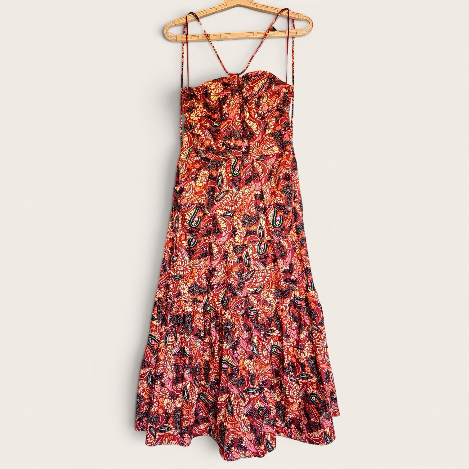House of Harlow 1960 Paisley Maxi Dress M Cotton Halter w Pockets REVOLVE EUC