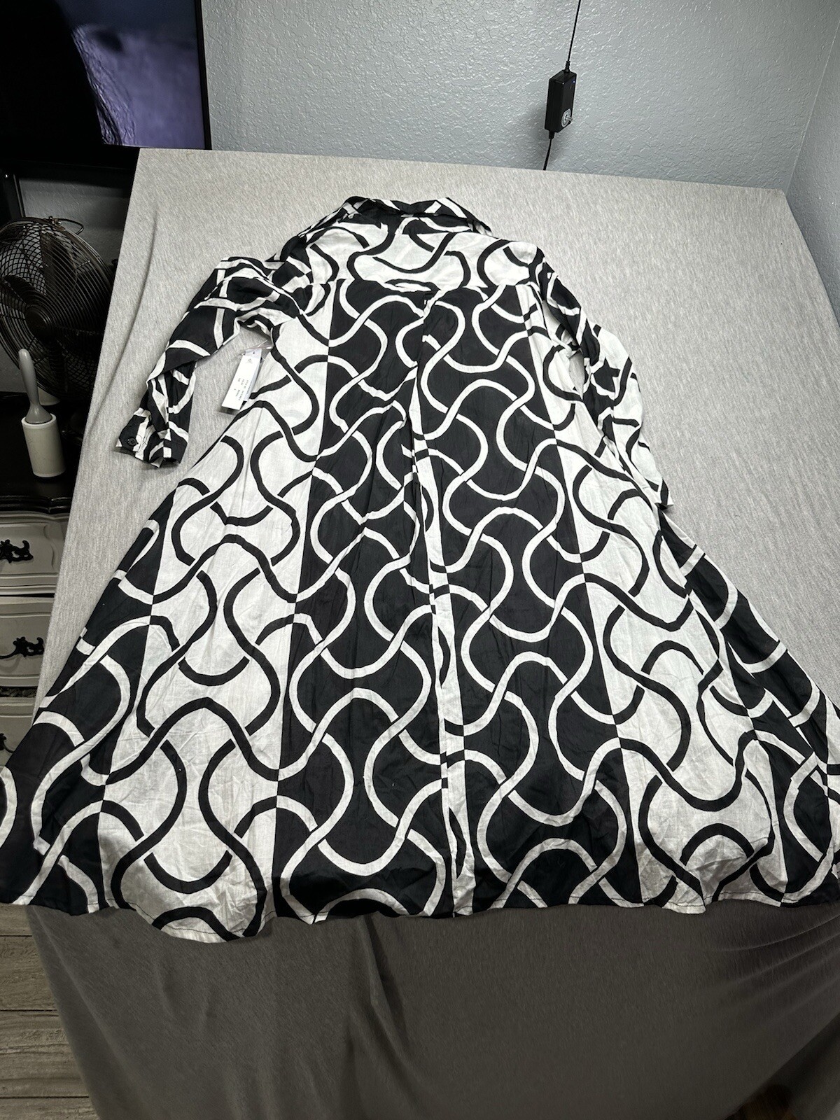 Step In Style Cotton Button Down Asymmetrical Long Sleeve Dress S Lagenlook