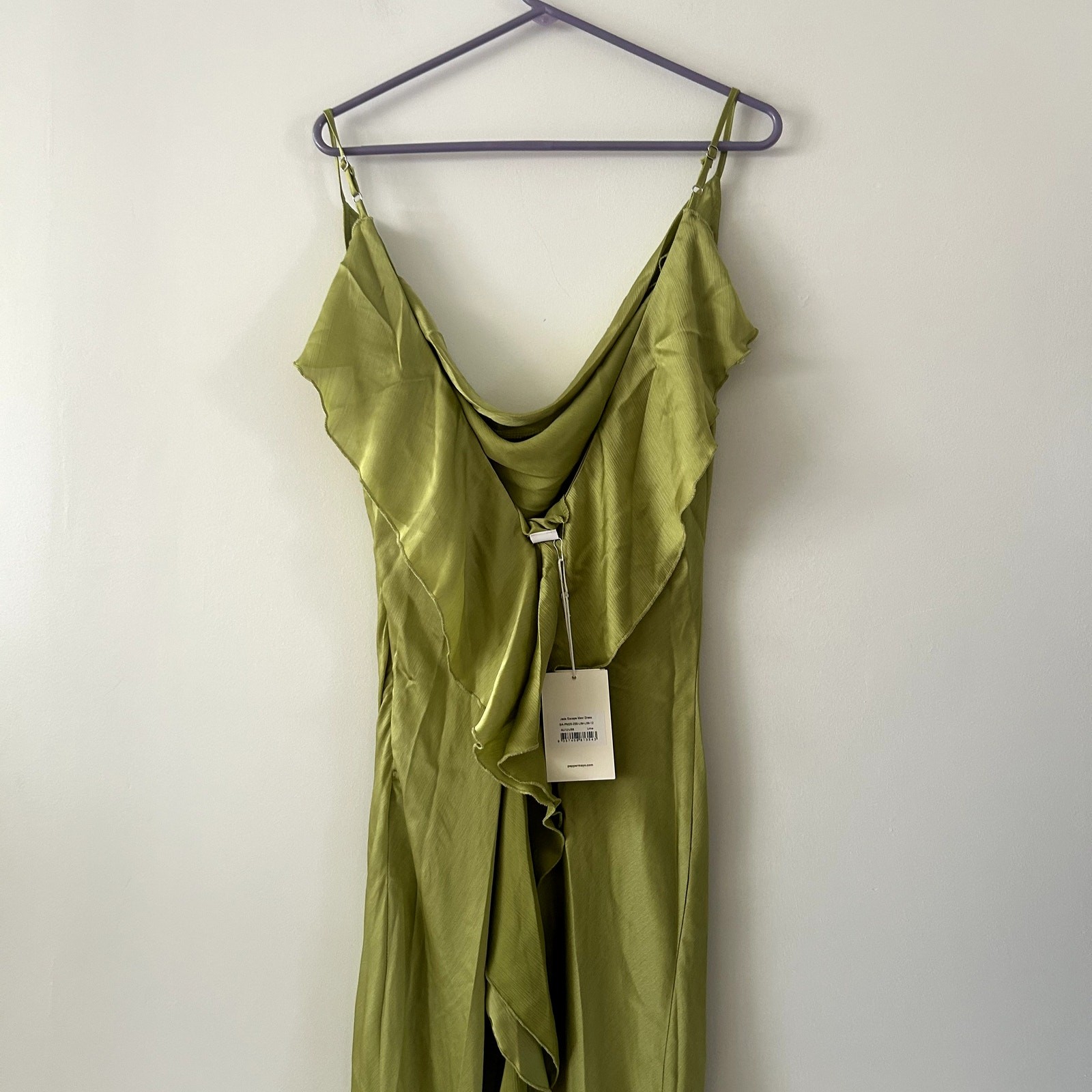Peppermayo Jade Escape Ruffle Lime Green Maxi Dress NWT Size 8