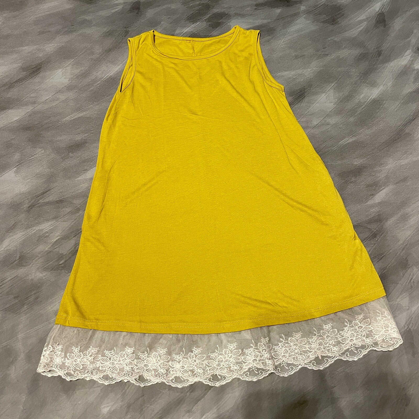 Women’s Mustard and Lace Shift Tank Dress Small