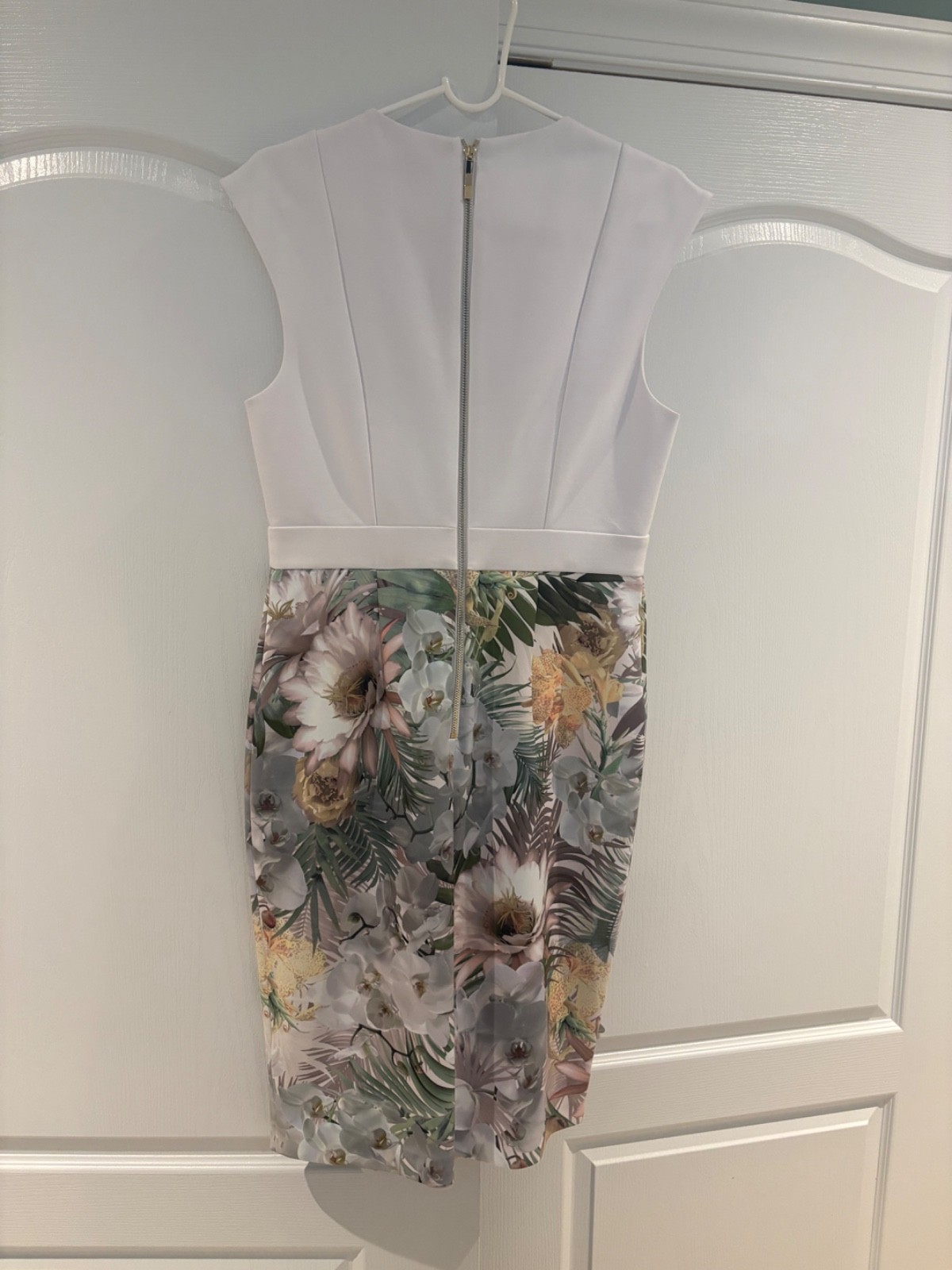 Ted Baker White Midi Floral Dress Size 3/US Size 8