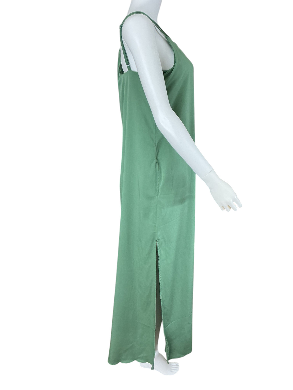 SheBird The Savannah Strappy Maxi Bra Dress Green Bamboo Blend sz 4 Slit Pockets