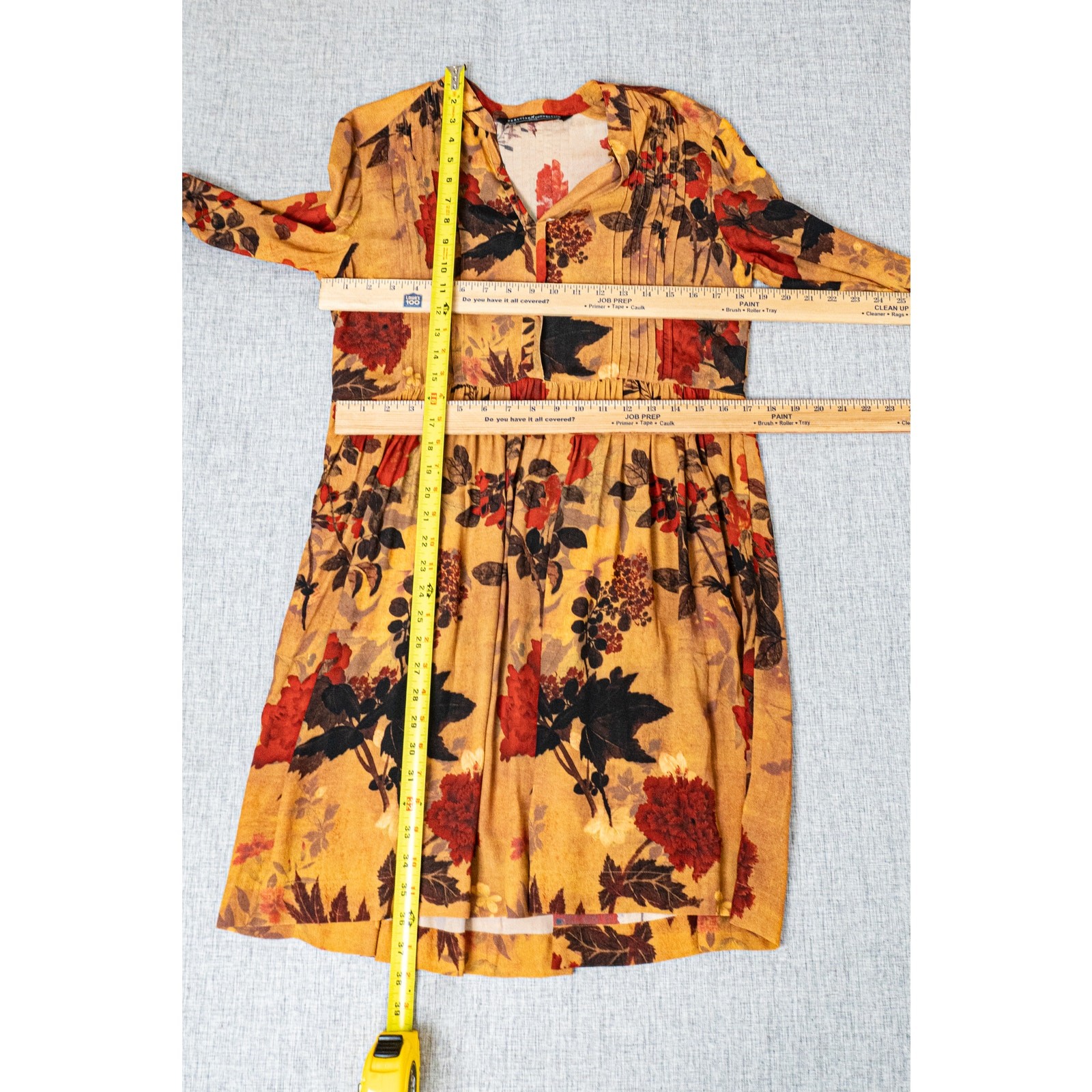 Peruvian Connection Women’s Brown Floral Dress Pleated size Small
