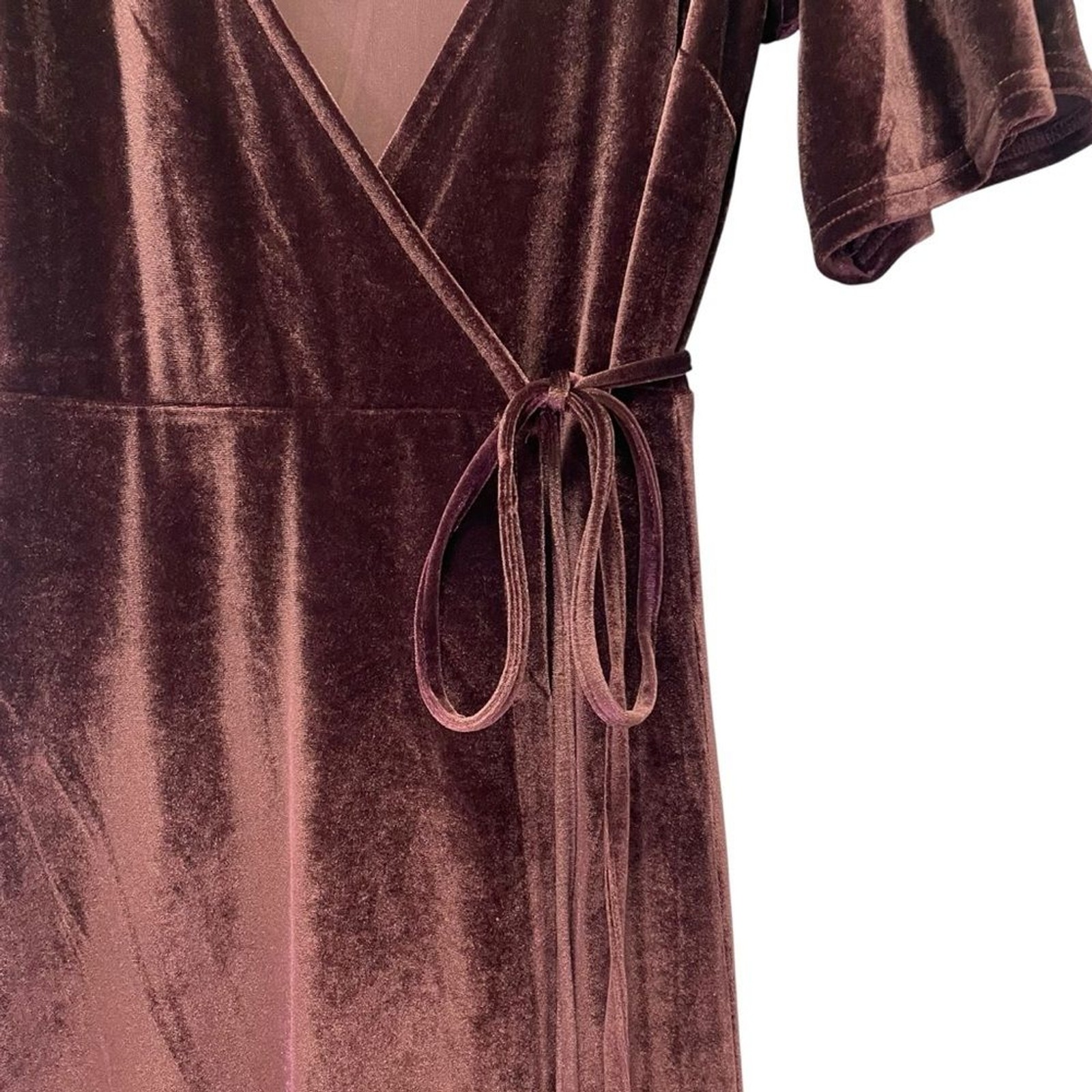 NWT Baltic Born Katelyn Velvet Maxi Wrap Dress Clove Brown Sz Small Tulip Skirt