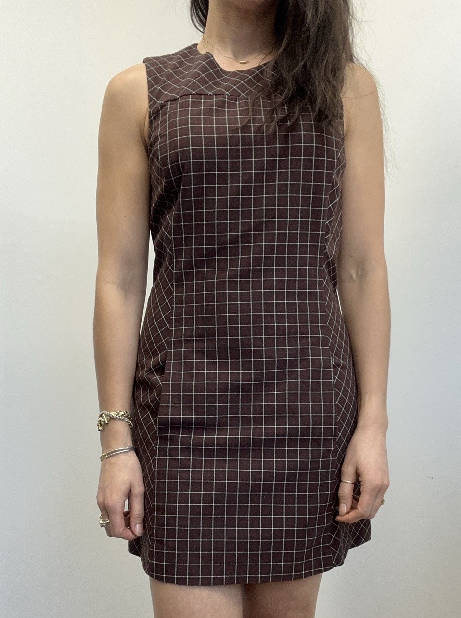 Vintage Esprit 90’s Preppy Burgundy Checkered Plaid Pencil Mini Dress Size S