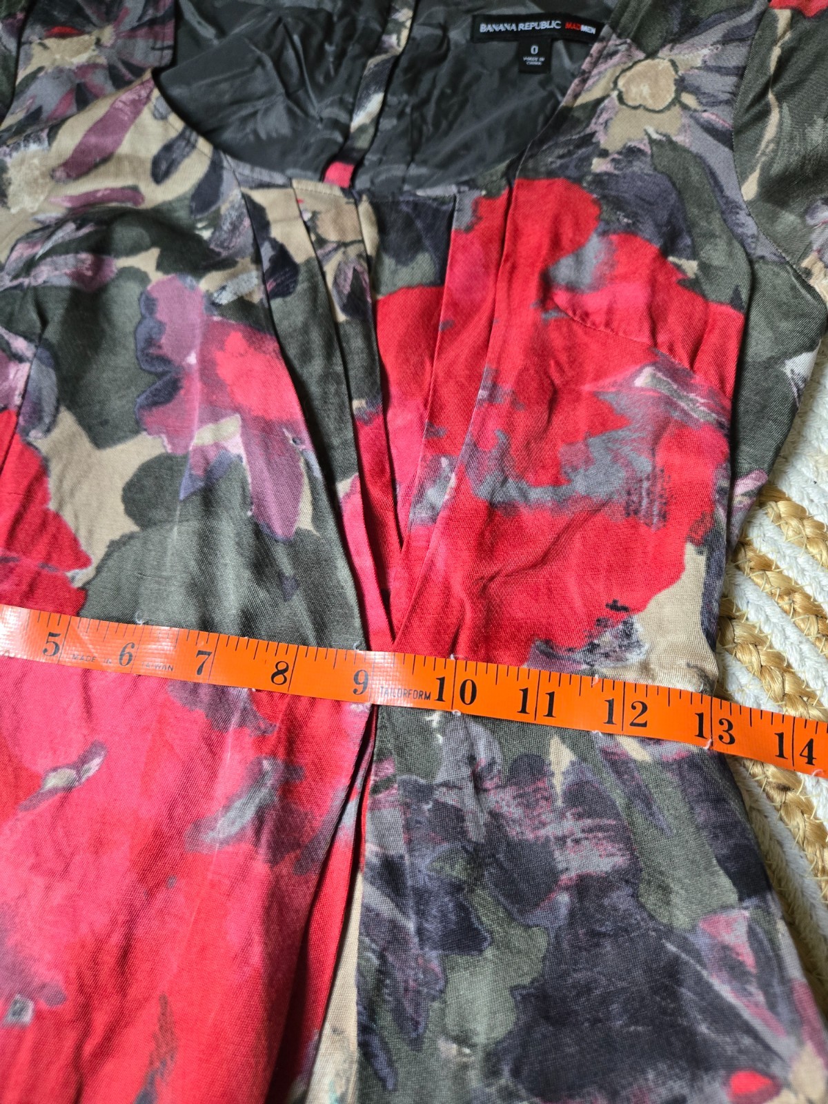 Mad Men Janie Briant Linen Blend Floral Midi Dress Retro 60s Chic Watercolor US0
