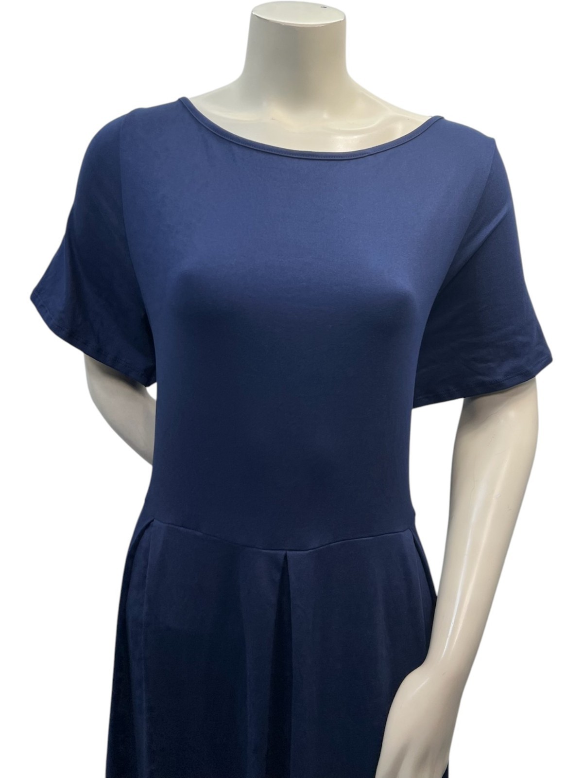 24 Seven Dress Womens Plus Size 2X Navy Blue Short Sleeve Pockets Stretch New