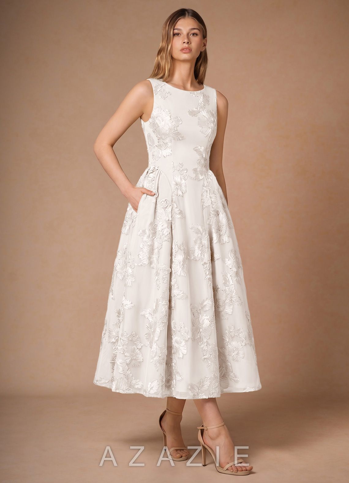 Casey Cloud White Midi Dress-AZAZIE|26092