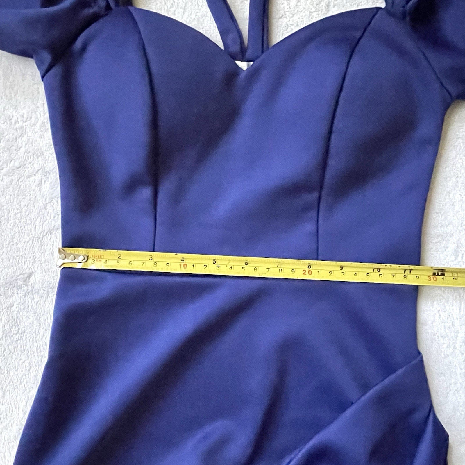 Women’s ( S ) OLIVE TREE Choker Neck Stretch Blue Bodycon Mini Dress Party