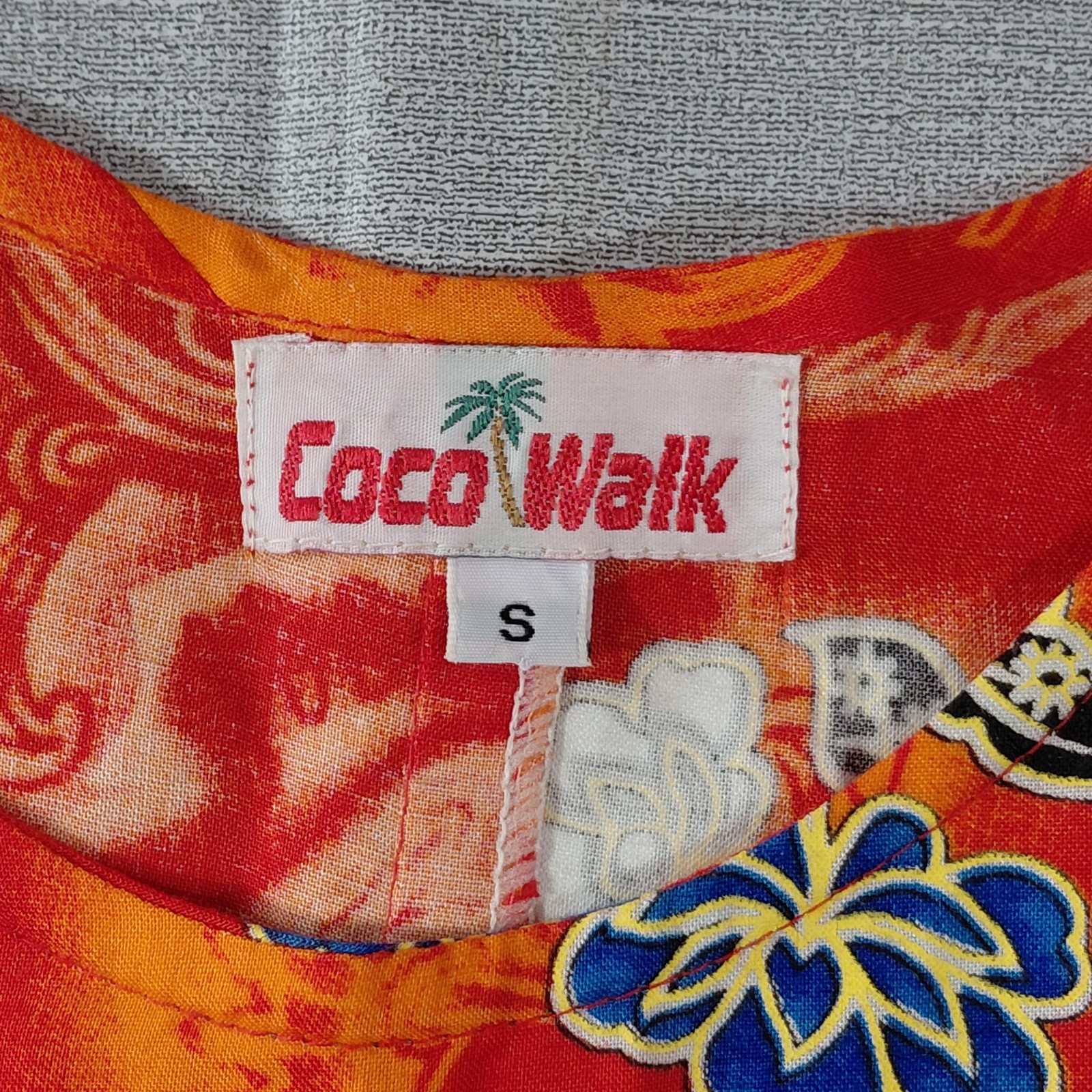 Vtg Coco Walk Tropical Fringe Hem Midi to Maxi Dress SM Red Sleeveless
