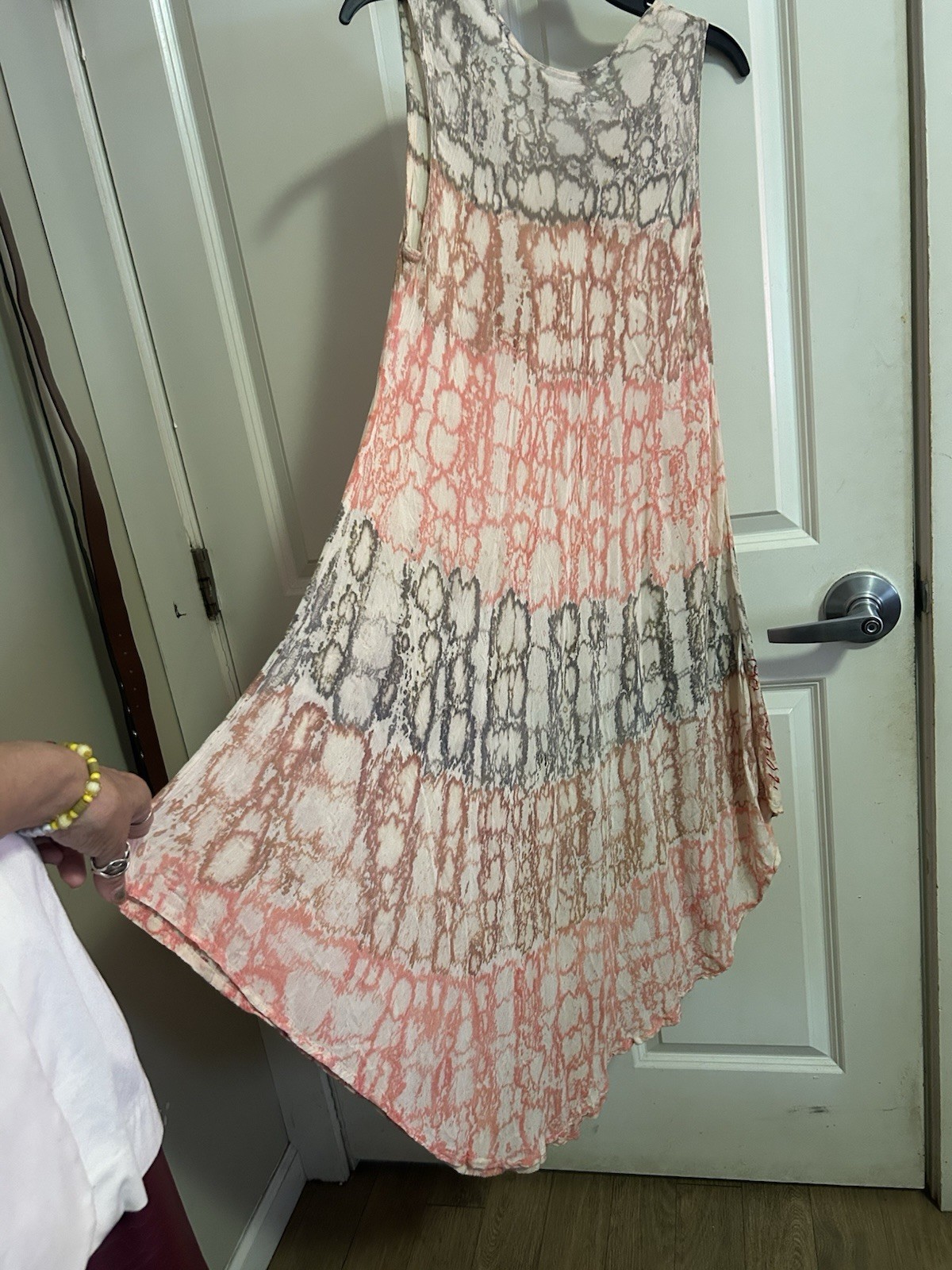 Jessica Taylor Pink Gray White Tie Dye Hi-Low Maxi Dress Sleeveless XL