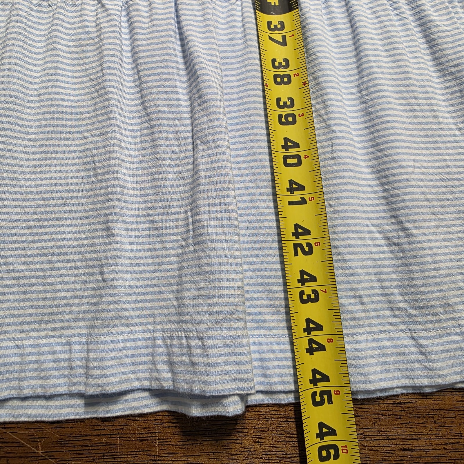 National Blue White Stripe Tiered Midi Dress L Rayon Casual Cottagecore Coastal