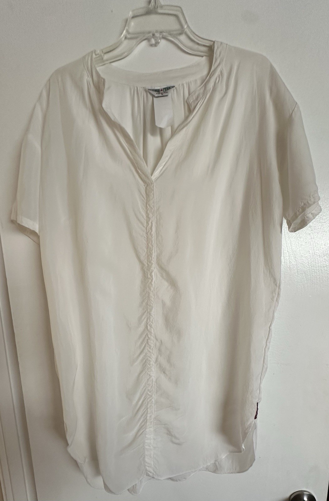 Hard Tail Short Sleeve Tunic Shirt Dress White Size Small