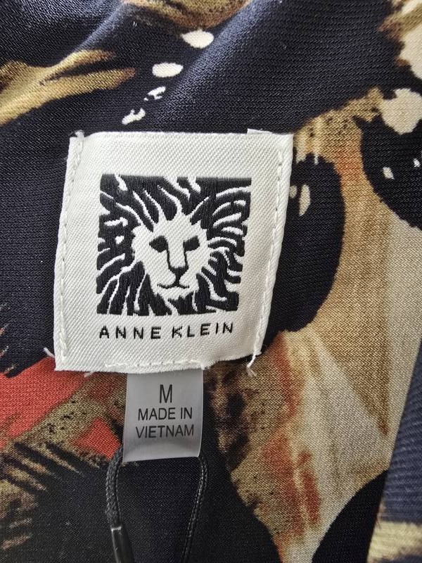 Anne Klein Printed Twist-Front Maxi Dress Women’s M Black Multi Back Zip Closure